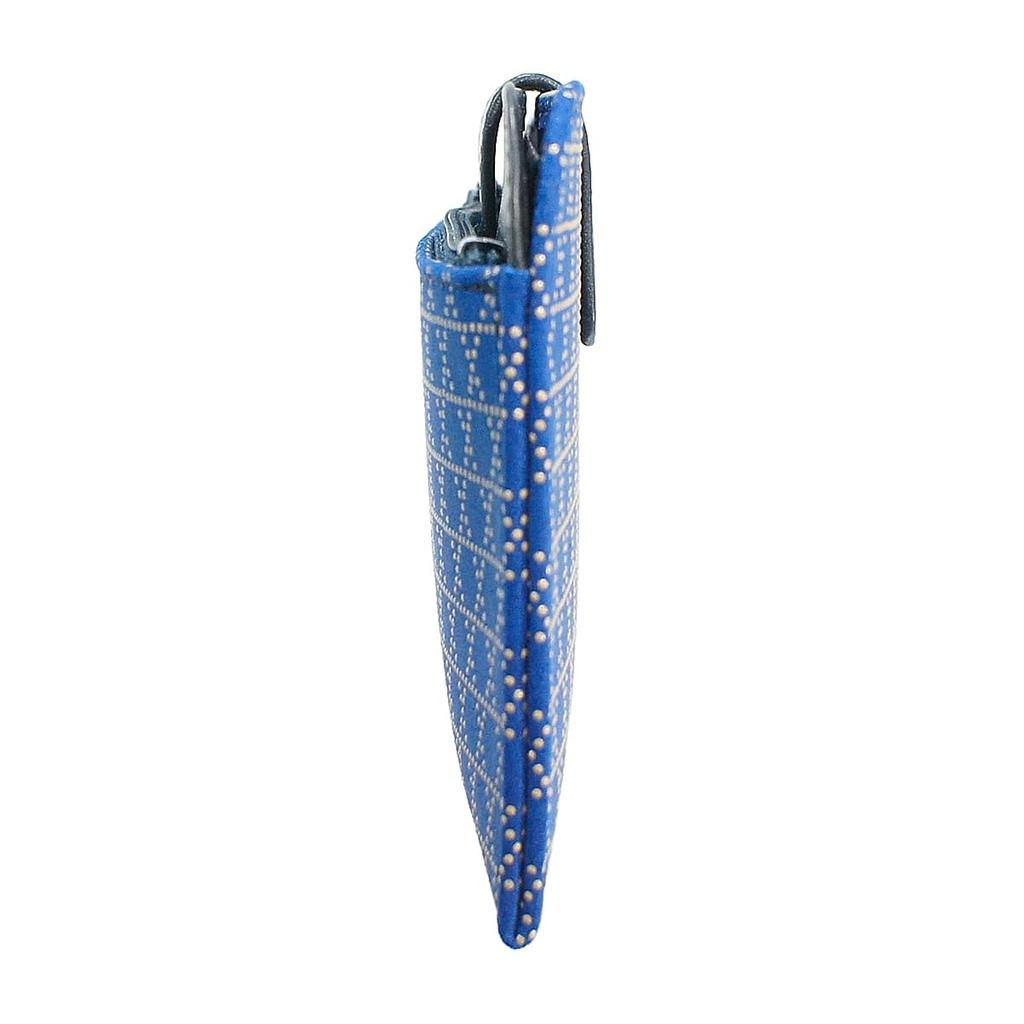 [Inden-ya] Inden Long Wallet, Large, Thin Deerskin, Cobalt Blue with White Lacquer, Kagome Pattern, 2107-cw-029, Custom Order