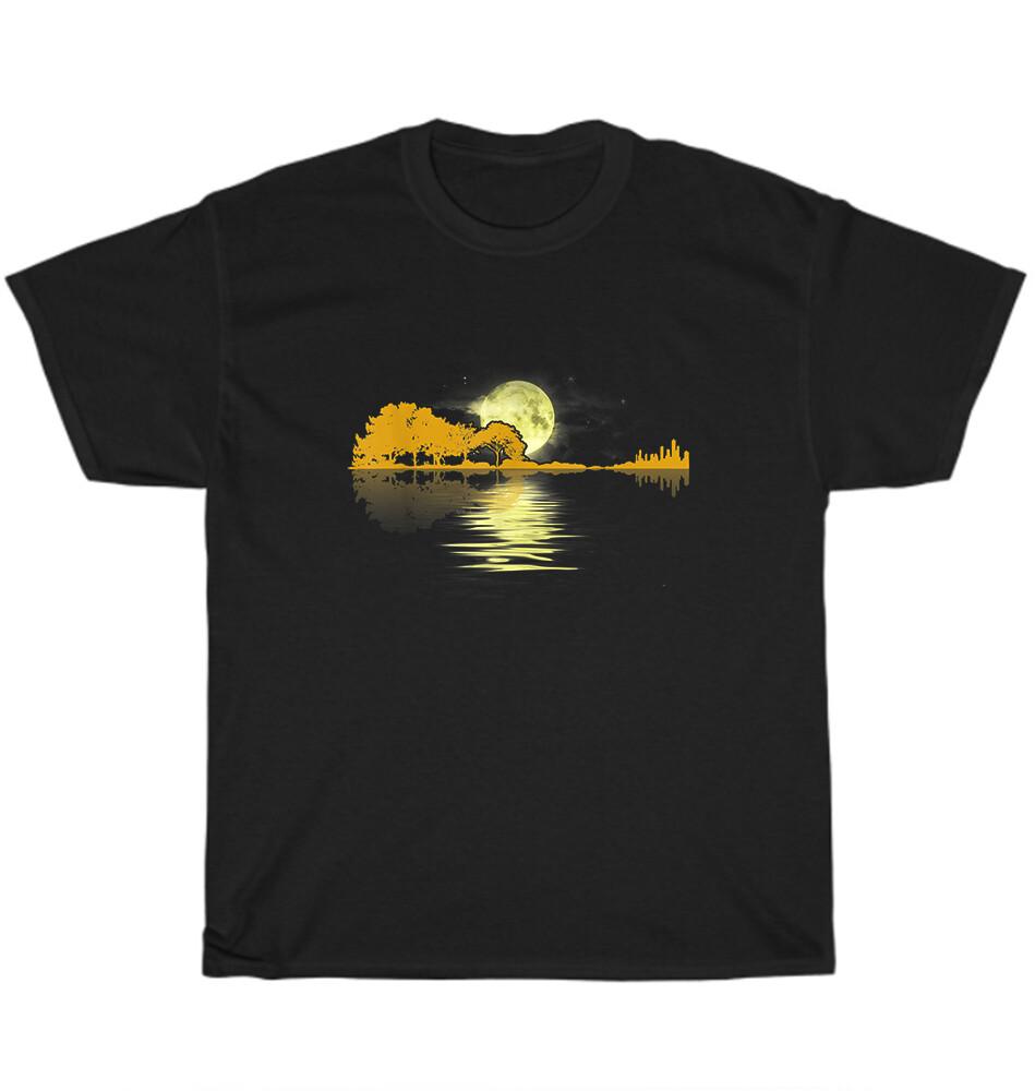 

Guitar Trees Lake Moon Shadow Reflection Guitarist Musician Gift T-Shirt Unisex L
