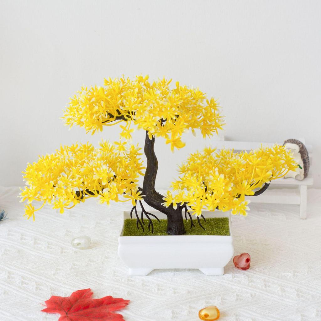 Mini Potted Grass Bonsai: Cherry Snowball Home Decor Ornament