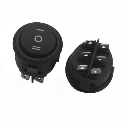 6-Pin Round Rocker Switch KCD1, 3-Speed, 22mm Opening