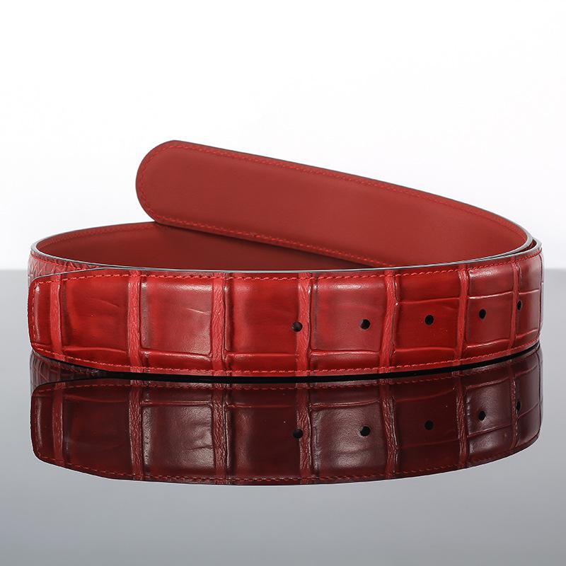 Гладкий ремень с пряжкой, двусторонний ремень из коровьей кожи с узором под крокодила, натуральная кожа 105cm
