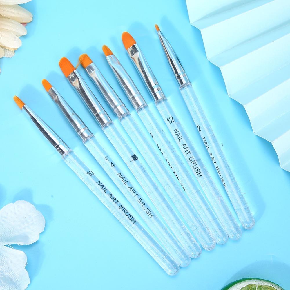 7pcs Oval Shape Oval Builder Gel Nail Brush Set For Salon