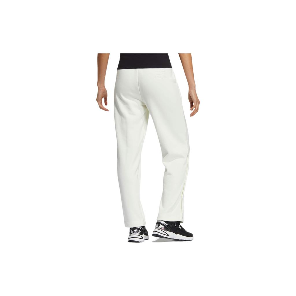 Adidas Originals Solid Color Printed Logo Straight Leg Elastic Waist Sports Pants Women Pants White HS9497