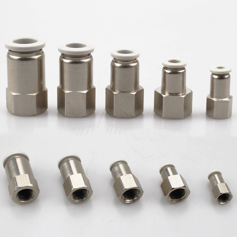 PCF 1/8" 1/4" 3/8" 1/2" BSP Female x 4 6 8 10 12 14 16 mm Tube Brass Pneumatic Air Fittings Push In Connector For Air Compressor