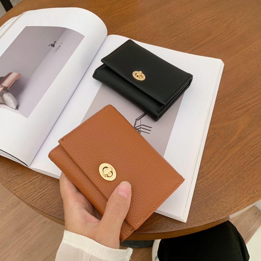 Women's Korean Trend Solid Color Foldable Short Wallet and Card Holder