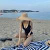 Elegant Raffia Sun Hat With Adjustable Size Breathable Weaving Straw Hat For Beach Vacation Outdoor Activity Travel Gear