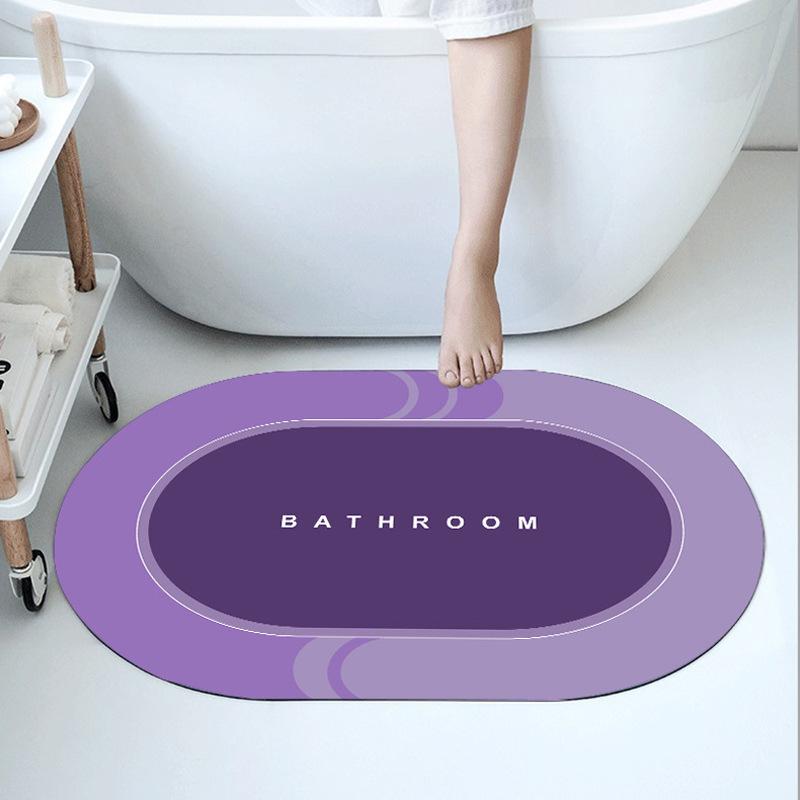 

Simple Nordic Diatom Mud Soft Mat Bathroom Toilet Water Absorption Quick Drying Foot Mat Oval Floor Mat Door Mat 50*80cm