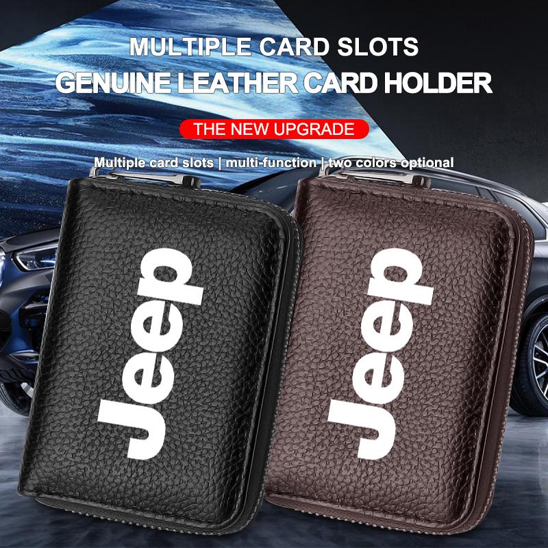 Skórzany Portfel na Dokumenty, Karty Bankowe i Dowód Osobisty Kierowcy, Stylizacja Samochodu Dla Jeep Big Wrangler Grand Cherokee New Energy Gladiator SRT Wrangler