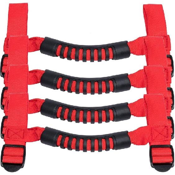 4 X Roll Bar Grab Handles Grip Handle For Jeep Wrangler YJ TJ JK JKU JL JLU Sports Sahara Freedom Rubicon X & Unlimited 1955-2024 2025 (Black)