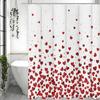 Valentine's Day Red Heart Pattern Shower Curtain, Bathroom Decorative Shower Curtain, Waterproof Shower Curtain with Hooks
