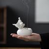 White Buddha Incense Burner Ceramic Tray Chinese White Porcelain Statue Incense Holder Meditation & Aromatherapy Decor