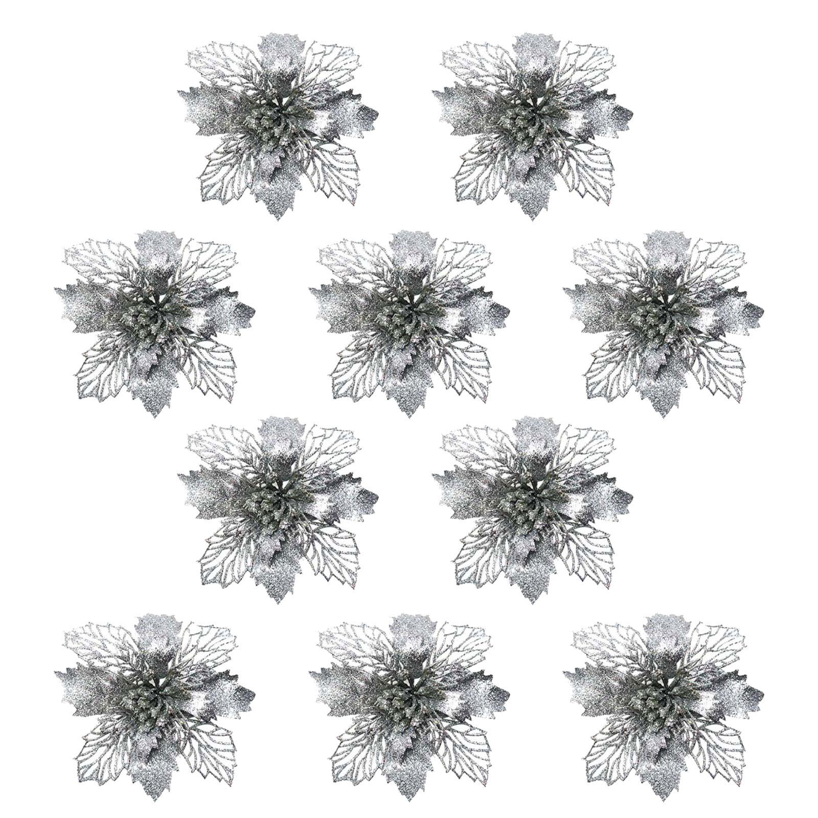 

Рождественские елочные украшения Рождественское моделирование цветочного орнамента 10 шт. One Size серебряный