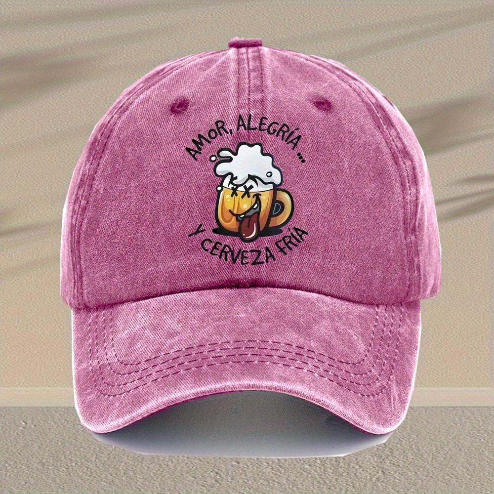 Retro baseball cap with beer glass pattern adjustable lightweight casual hat suitable for gifts or daily wear,