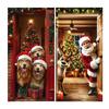 NEW Christmas Front Door Decoration Cover 2D Winter Holiday Party Background Christmas Door Wrap For Indoor Outdoor Home Kitchen