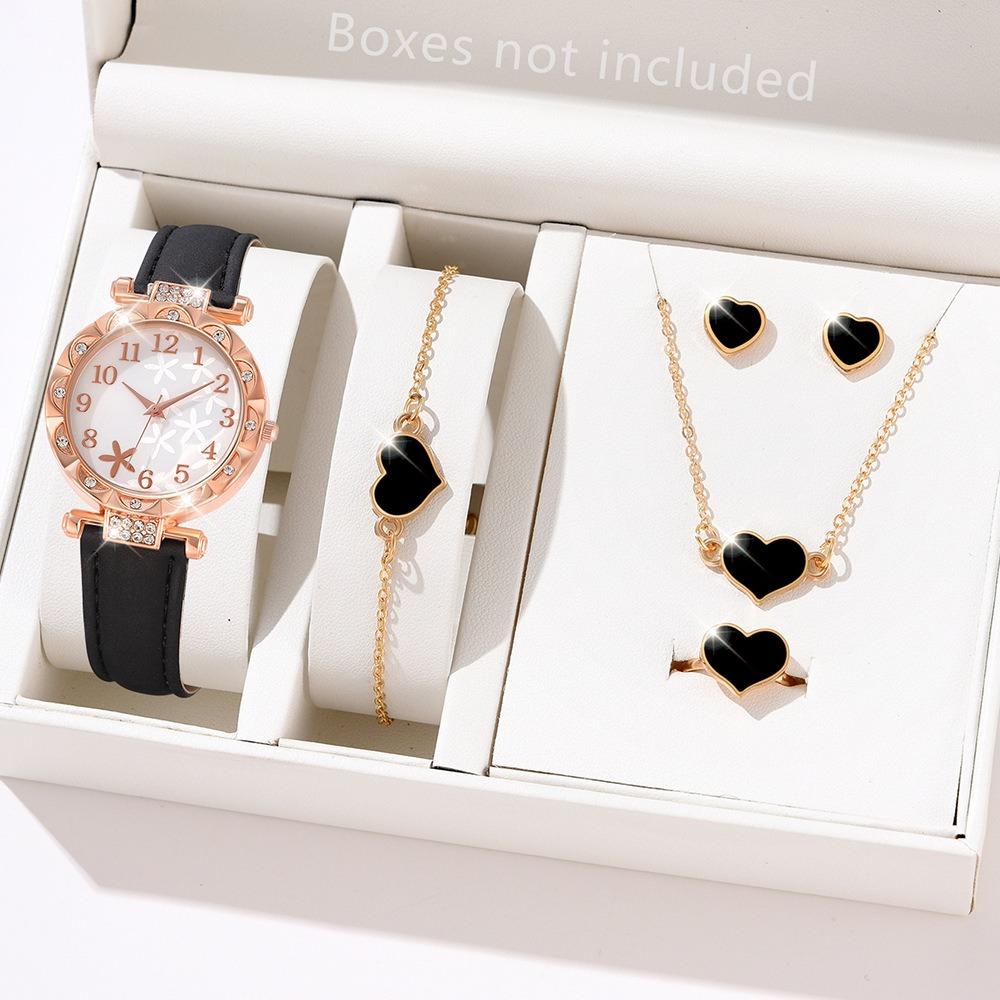 

Rhinestones Ladies Diamond Inlay Quartz Watches Starfish Dial Electronic Quartz Wristwatch Leather Strap Watch Bracelet Set