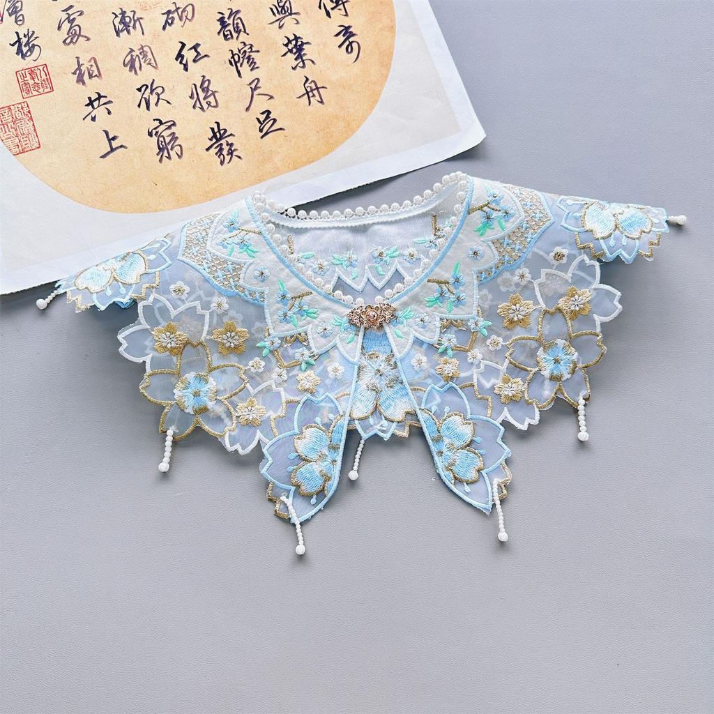 Gold Thread Glue-Free Skirt Children'S Adult Cherry Blossom Cloud Shoulder Ancient Clothing Hanfu Embroidery Piece Embroidery Cloud Ake Collar