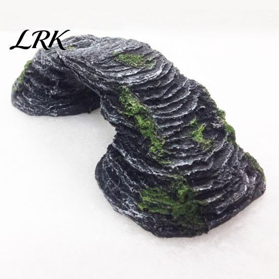 Turtle Tank Decoration Basking Platform, Rock Look Resin Baby Tortoise Climbing Ramp, Shelter Hideaway Arched Reptiles Dock Resting Terrace