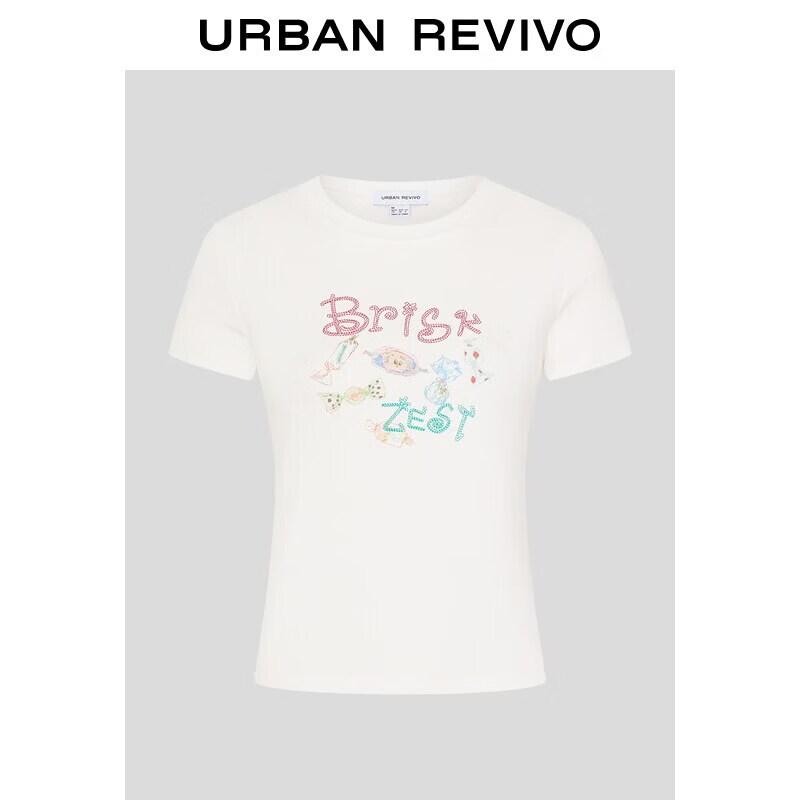 UR Women s Playful Candy Print Slim T-shirt S грязно-белый