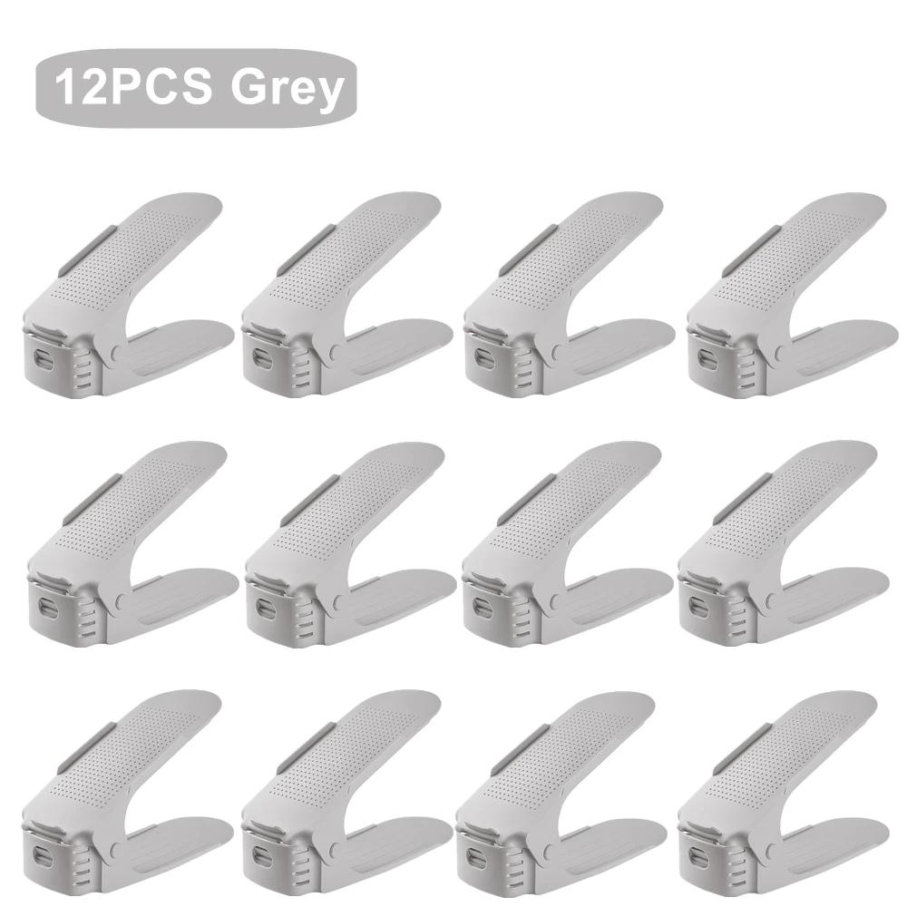 12Pcs Adjustable Shoe Organizer Shoe Support Rack, Space Saving Shoe-Shelf for Closet, Shoe Organizer Shoe Rack for Cabinet