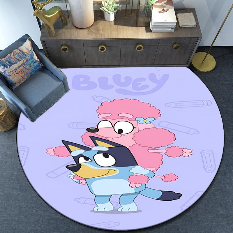 Bluey Friends Adventure Round Rug for Livingroom,Bedroom, Palyroom, Chair Rug, Area Rug, Circle Carpet, Fan Christmas Gift