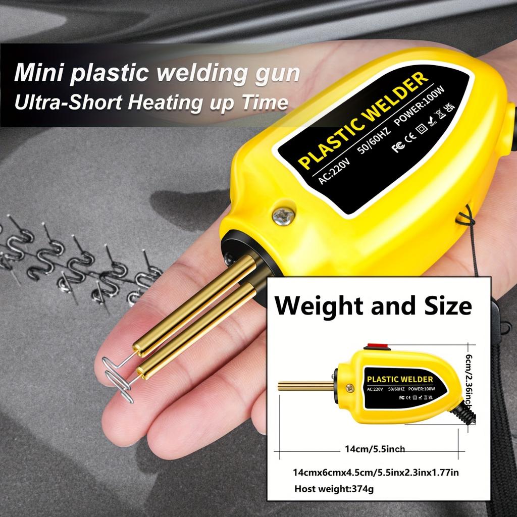 Plastic Welder 100W Heat Gun 200pcs Hot Staplers Plastic Welding Machine Bumper Soldering Iron Staples Car Repair Tools Kit