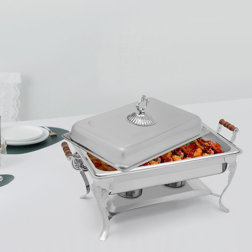 Professional Single-Well Chafer, 9 Quart Stainless Steel Buffet Server w/ Frame, Elegant European Design for Catering, Banquets