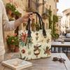 Christmas Print Tote Bag Large Capacity Portable Canvas Carryall for Daily Shopping Travel
