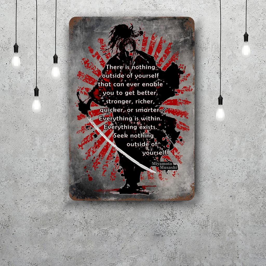 Samurai Warrior Vintage Metal Tin Signs Posters Decor Retro Metal Plaque Wall Art Decor for Garage Bar
