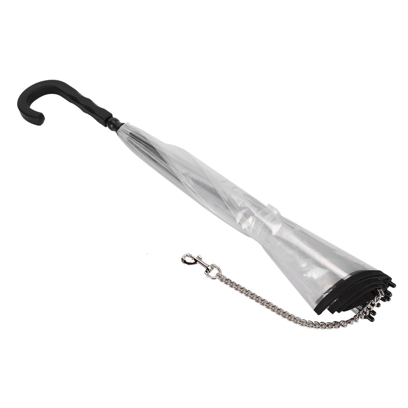 

Portable Pet Umbrella Assemble Type Dog Cat Umbrella with Pulling Leash Chain for Rainy DaysTransparent