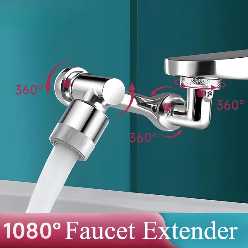 Universal ABS Rotatable Multifunctional Faucet Extenders 1080° Swivel Robotic Arm Water Filter Sink Water Tap Bubbler Sink Fit