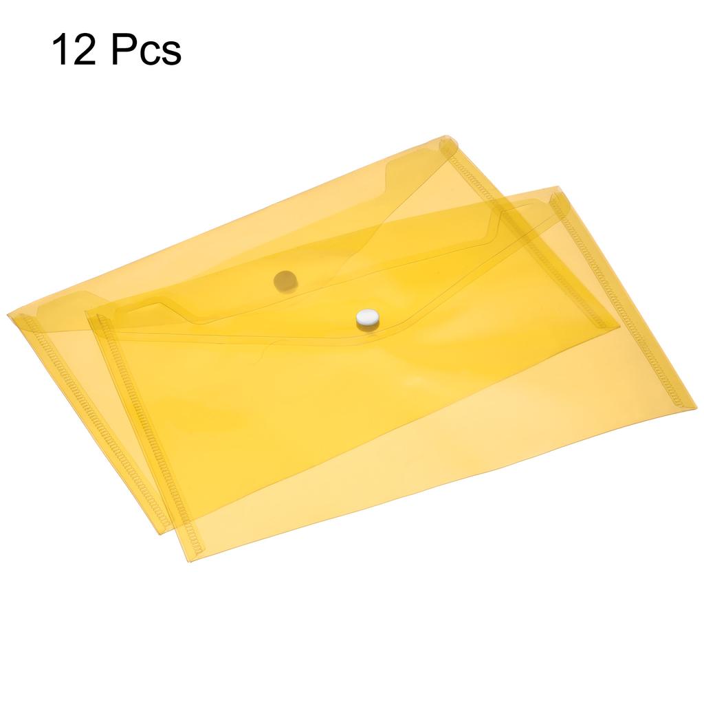 12Pcs A4 Size Plastic File Folders Clear Envelopes Document Organizer with Snap Button PP File Bags for Home Office Stationery