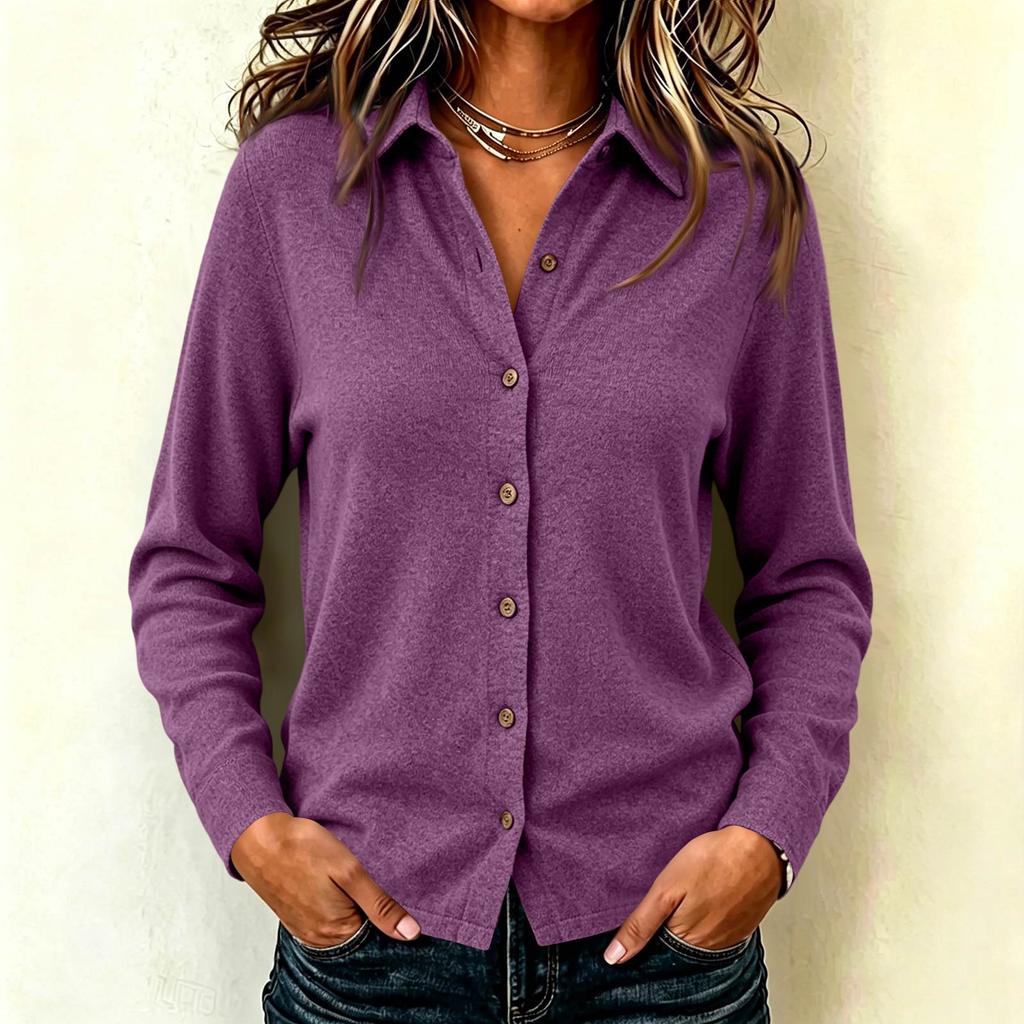 Women's Casual Knit Collar Shirt for Everyday Wear