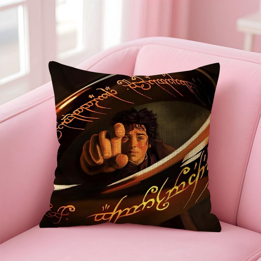Movie L-Lord Of R-Rings Cushion Cover Natural Linen Pillow Case Double-Sided Print Decorative Sofa Pillowcase Home Decor Gift