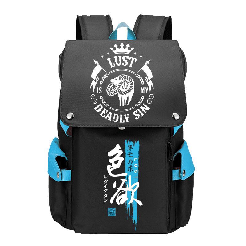 Anime Peripheral Backpack Anime Seven Deadly Sins Seven Original Sins Angry Arrogance School Bag Men'S Backpack
