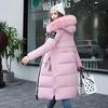 Hooded Long Women's Cotton Coat with Fur Collar for Fall/Winter