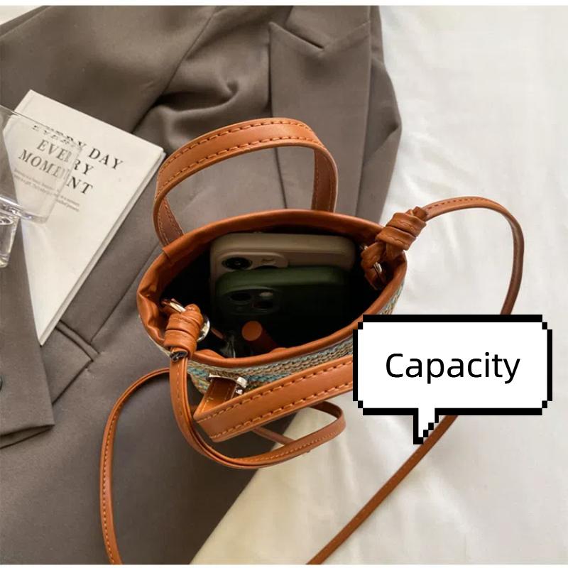 Fashion Portable Striped Women Crossbody Bags Straw Large Capacity Beach Bag Shoulder Bags Ladies Casual Clutch Purse