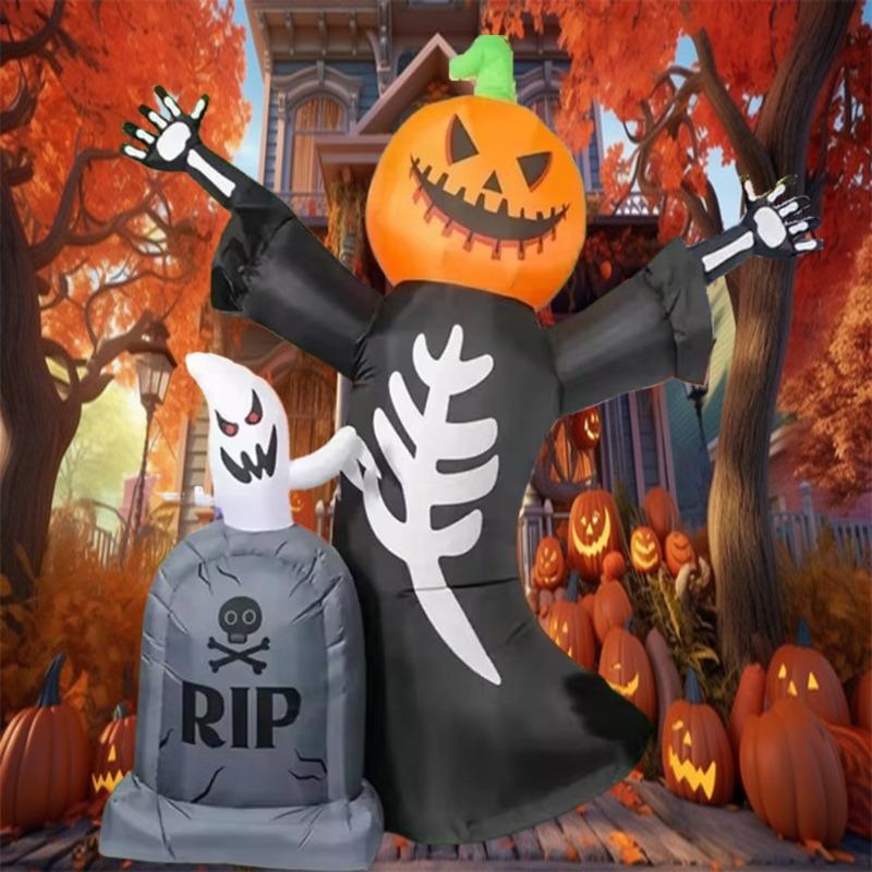 Inflatable Toy Pumpkin Tomb Ghost Halloween Inflatable Model Luminous Inflatable Model Halloween Atmosphere Decoration Model