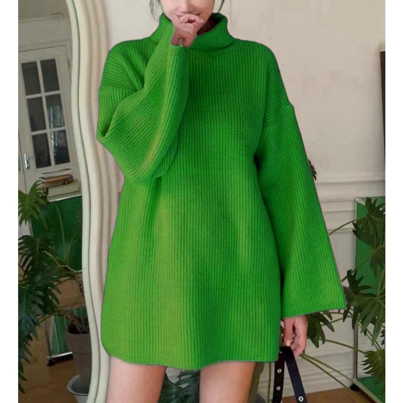 Fashion women's casual knitted sweater women's new loose solid color turtleneck women's clothing