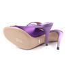 Excellent GUCCI Mule Horsebit Crystal Satin Purple Satin Women 38 771594 Used
