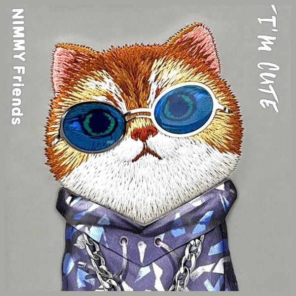 Etui Do iPhone 15 Pro Max Nimmy Glasses Cool Cat Szare