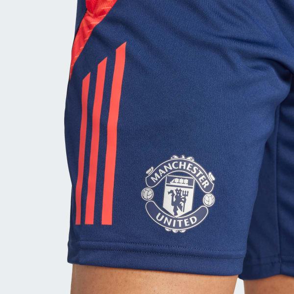 Adidas Manchester United Tiro 24 Training Shorts Striped Print Mid Waist Elastic Casual Shorts Men Shorts Night-Blue IT2027
