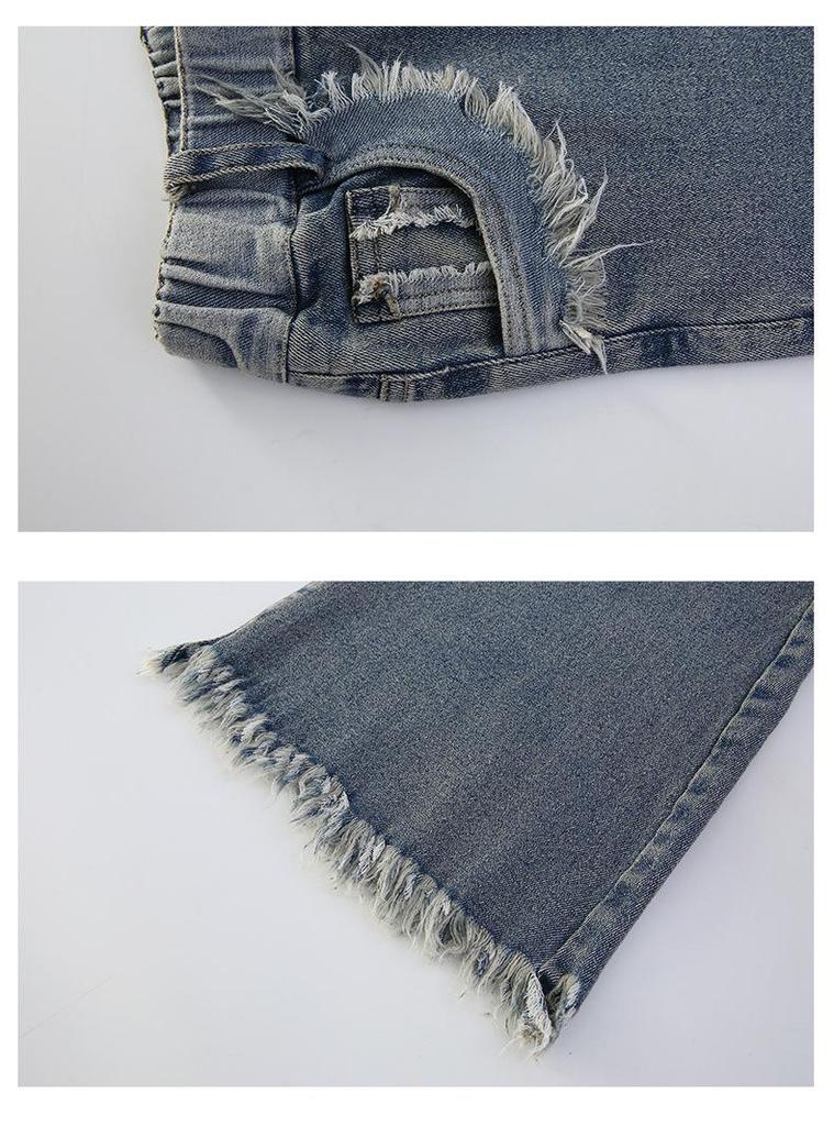 Girls' Autumn Bell Bottom Jeans - Fashionable, Stretchy Pants for Medium and Large Children 2026