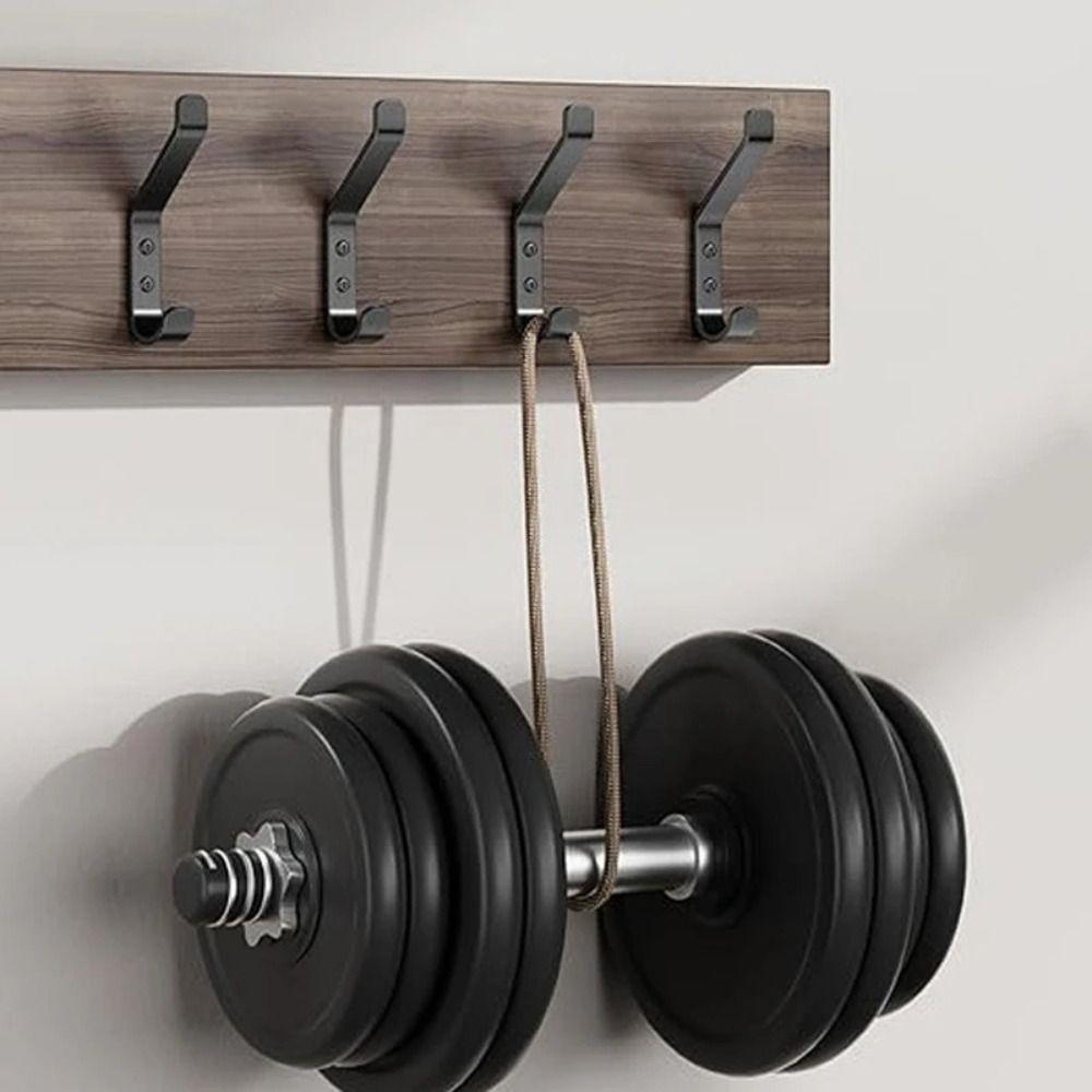 1/4Pcs Simple Black Coat Hook Stainless Steel Screw Installation Door Hook Wall Mounted Non-slip Dual Hanging Hook Clothes
