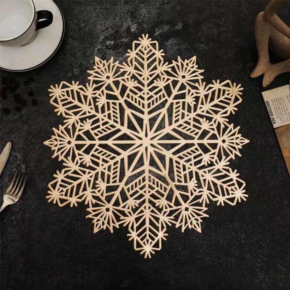 Decorative Placemat Kitchen Placemat Christmas Snowflake Cup Coaster Set Hollow-out Non-slip Mug Pad Decorative for Holiday