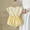 Spring and Autumn Korean-Style Cute Bear Baby Romper for Boys and Girls, Infant Triangle Onesie with Suspenders