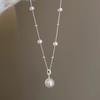 French Vintage Manta Rose Pearl Pendant Necklace Fashionable and Versatile Temperament Collarbone Chain Necklace