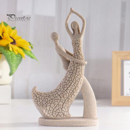 Artistic Home Accents Abstract Couple Sculpture Ornament, Resin Sandstone Style Statue, Romantic Durable Table Decor Embracing Figure for Living Room
