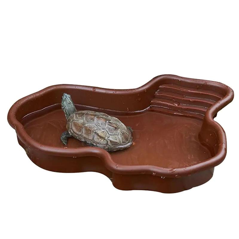 Turtle Pool Large Reptile Turtle Bathing Tub Feeding Bowl Lizards Habitat With Ramp Tortoise Feeder Bowl For Small Geckos Turtle