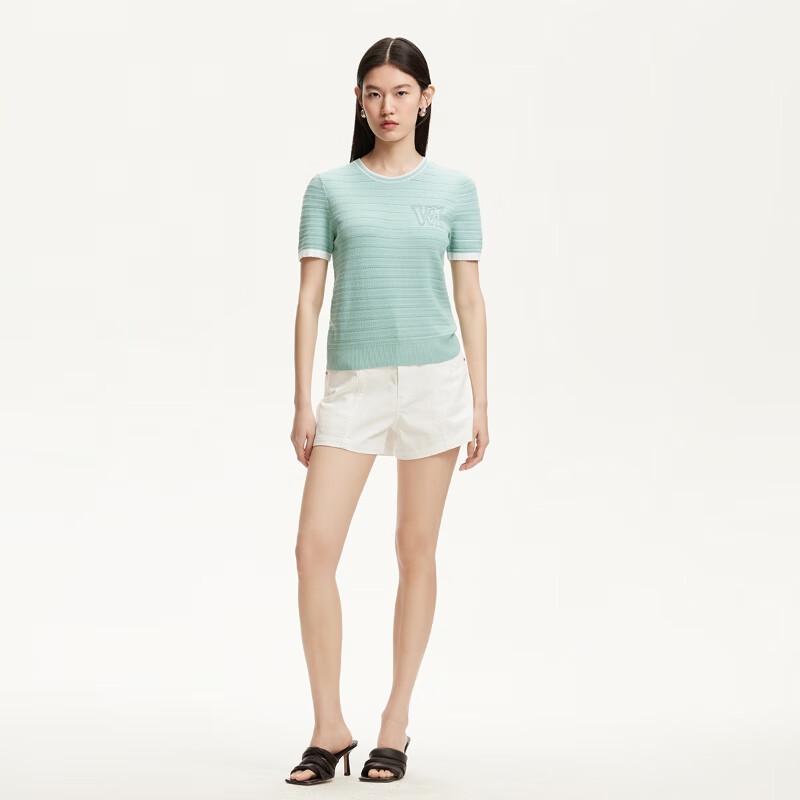 VEROMODA 2025 Letter Color-Block Round Neck Knit Top