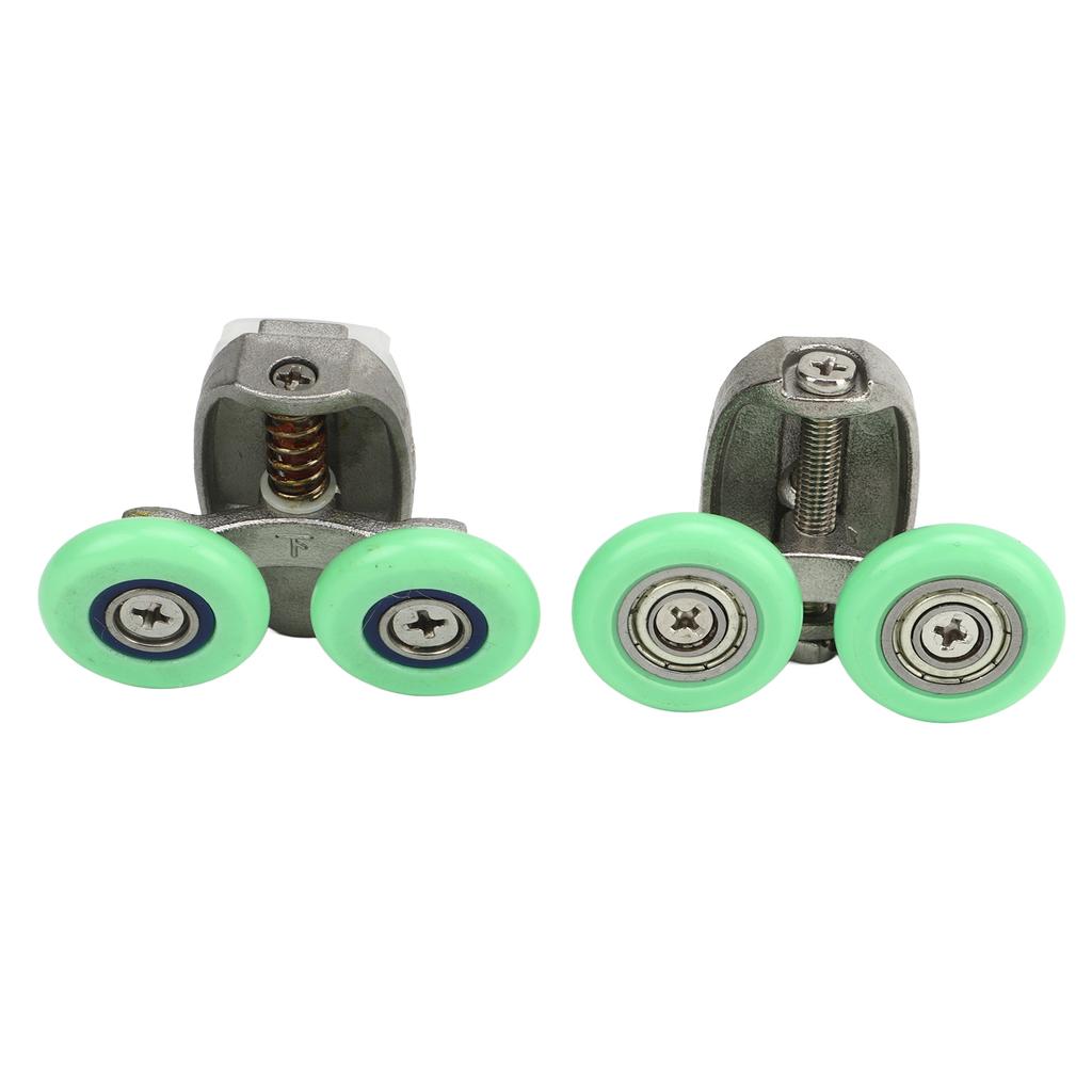 2Pcs Green Roller Wheel Pulley Shower Room Bathroom Upper Bottom Glass Sliding Door Track Roller Pulley